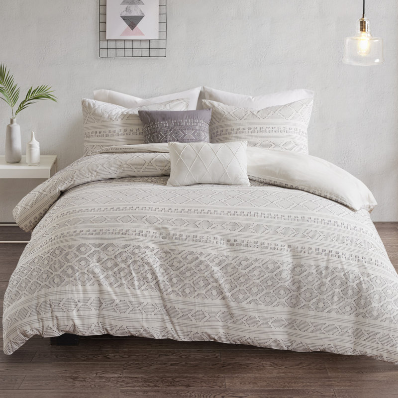 Flemington Cotton Clip Jacquard Duvet Cover Set & Reviews AllModern